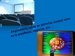 Ampliamente usado en distintos campos como en la enseñanza, negocios, etc. ... 