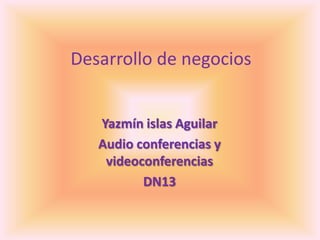 Desarrollo de negocios


   Yazmín islas Aguilar
   Audio conferencias y
    videoconferencias
          DN13
 