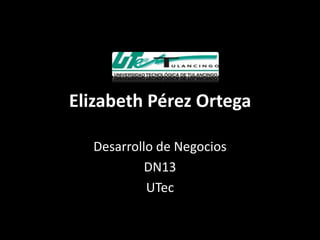 Elizabeth Pérez Ortega

  Desarrollo de Negocios
           DN13
           UTec
 