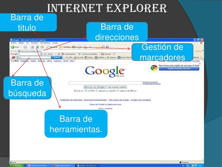 Partes y configuracines de diferentes navegadores web.