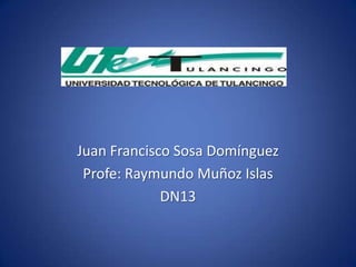 Juan Francisco Sosa Domínguez
 Profe: Raymundo Muñoz Islas
             DN13
 
