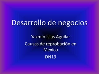 Desarrollo de negocios
      Yazmín islas Aguilar
   Causas de reprobación en
           México
            DN13
 