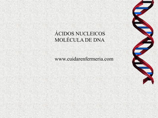ÁCIDOS NUCLEICOS
MOLÉCULA DE DNA


www.cuidarenfermeria.com
 