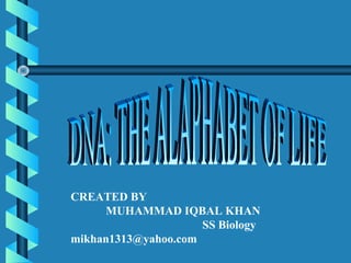 CREATED BY
MUHAMMAD IQBAL KHAN
SS Biology
mikhan1313@yahoo.com
 
