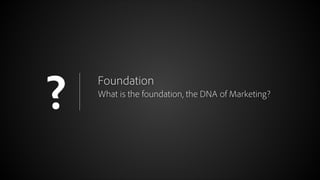 ?
© 2012 Adobe Systems Incorporated. All Rights Reserved.

Foundation
What is the foundation, the DNA of Marketing?

13

 