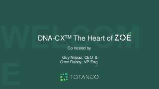 DNA-CXTM The Heart of
Co hosted by
Guy Nirpaz, CEO &
Oren Raboy, VP Eng.
 