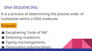 Comprehensive Overview of DNA Sequencing Techniques and Applications | PPTX