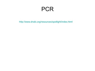 PCR
http://www.dnalc.org/resources/spotlight/index.html
 
