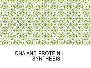 DNA AND PROTEIN
SYNTHESIS
 