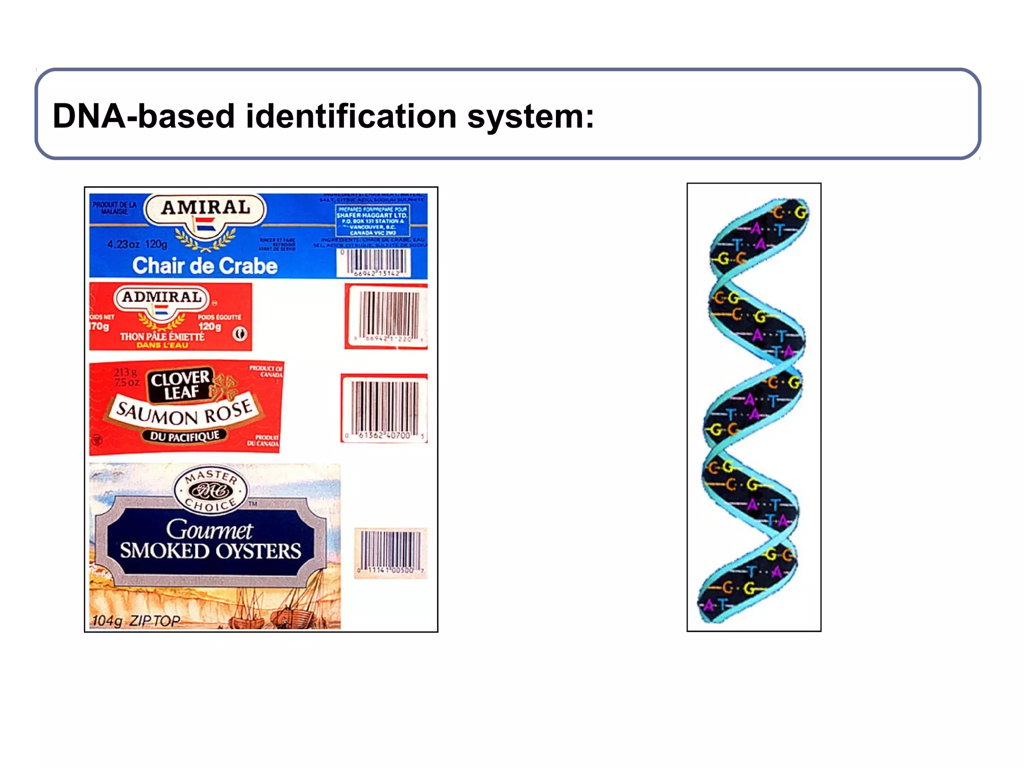 DNA Barcoding – The idea
DNA-based identification system:
 