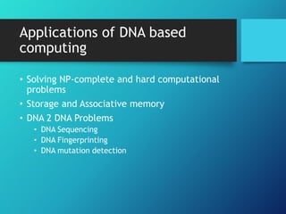 DNA Based Computing | PPTX | Chemistry | Science