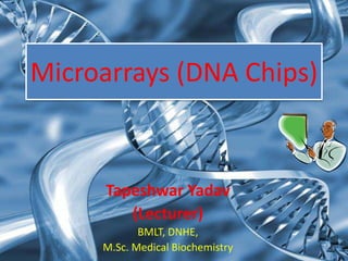 Microarrays (DNA Chips)
Tapeshwar Yadav
(Lecturer)
BMLT, DNHE,
M.Sc. Medical Biochemistry
 