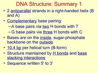 DNA: Early Genetic Discoveries and Structural Insights | PPT
