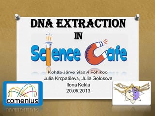 Kohtla-Järve Slaavi Põhikool
Julia Kropatševa, Julia Golosova
Ilona Kekla
20.05.2013
DNA Extraction
in
 