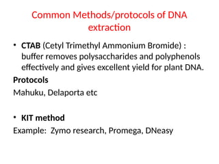 DNA extraction: Tools, Equipment, Chemicals and Procedure | PPTX