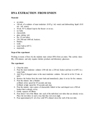 Dna extraction from onion | DOCX