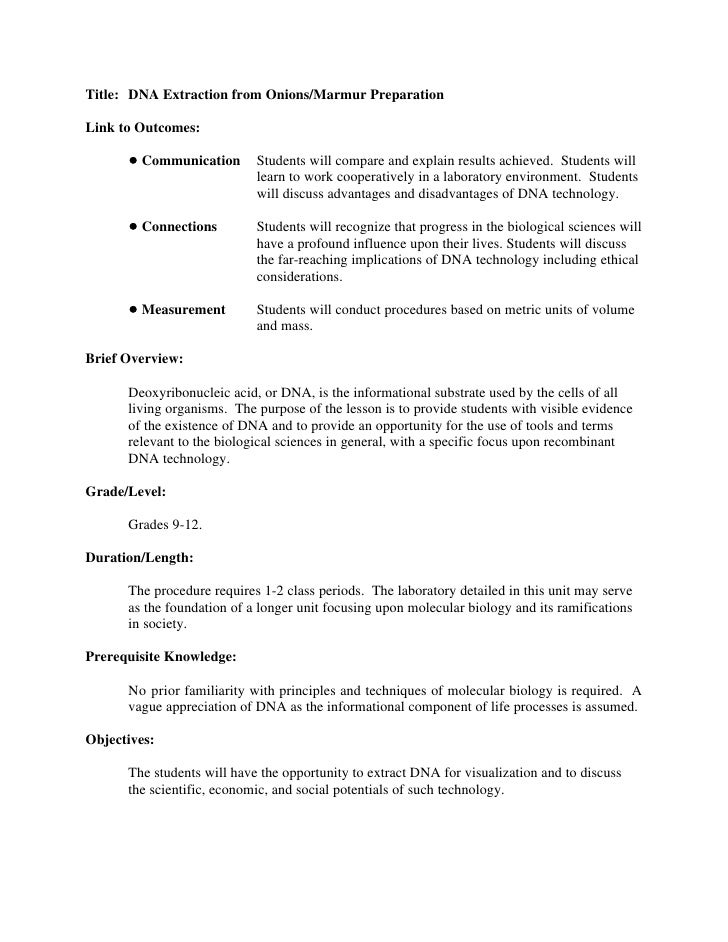 Biology lab write up example