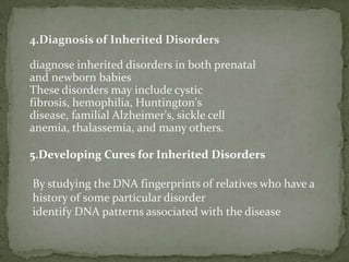 DNA fragments are injected into wells and an electric current is applied along the gel. Stages of DNA ProfilingA radioactive material is added which combines with the DNA fragments to produce a fluorescent image.