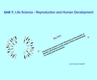 Unit 1: Life Science - Reproduction and Human Development
pencil crayons needed!!
 