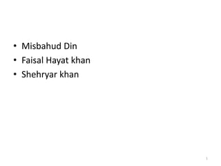 • Misbahud Din
• Faisal Hayat khan
• Shehryar khan
1
 