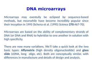 Power Point lecture slides on DNA microarray | PPT
