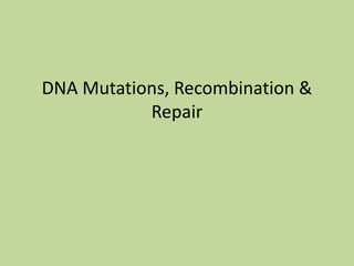 DNA Mutations, Recombination &
Repair
 