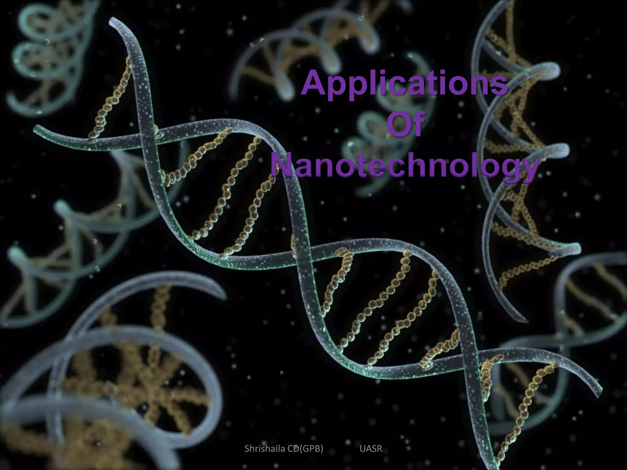 Applications
Of
Nanotechnology
Shrishaila CD(GPB) UASR
 