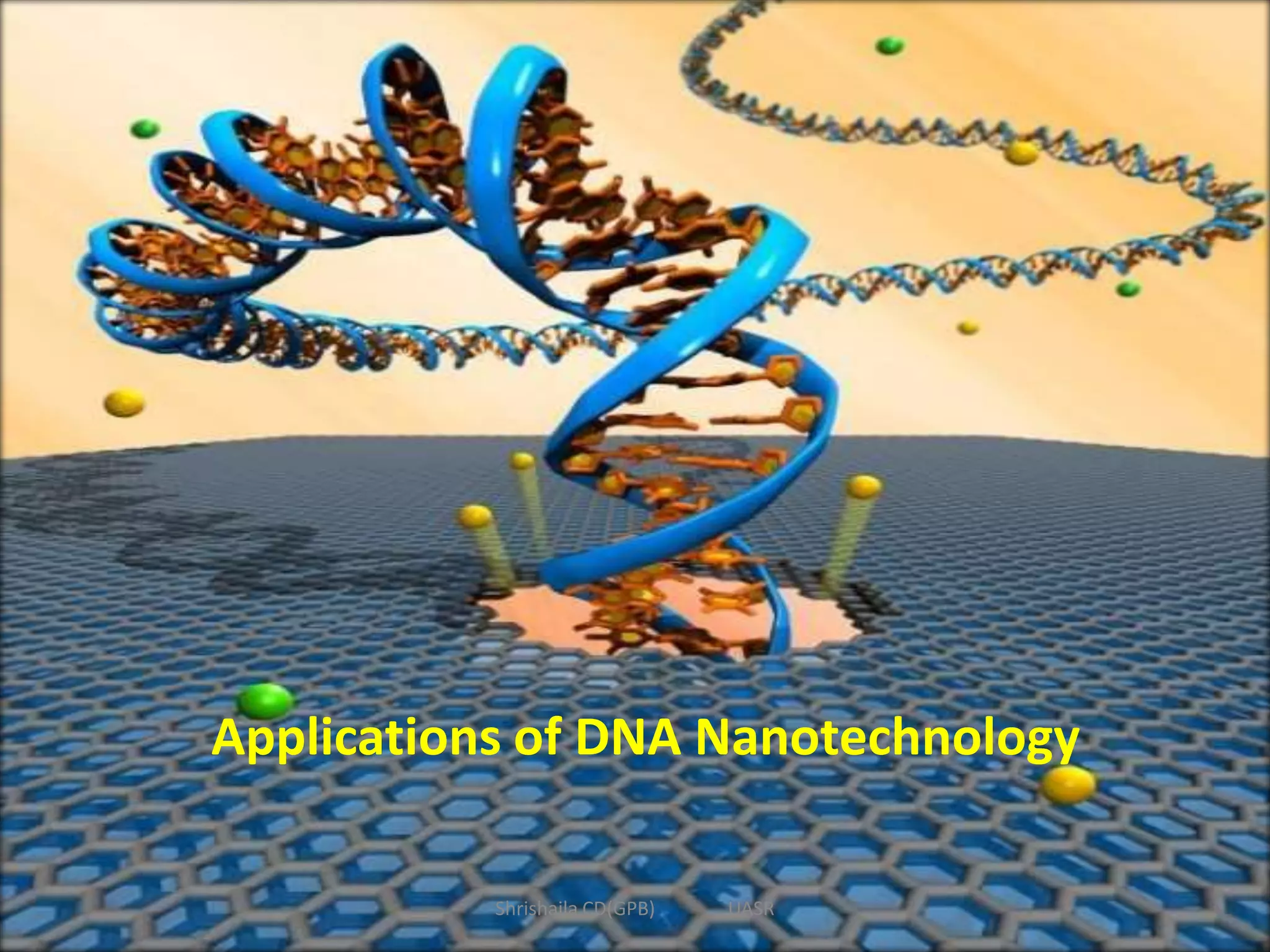 Applications of DNA Nanotechnology
Shrishaila CD(GPB) UASR
 