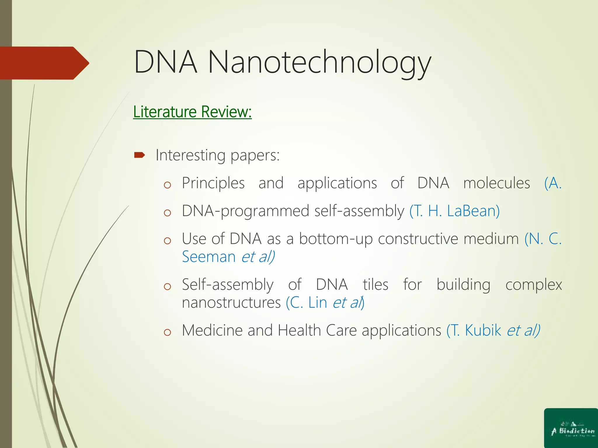 Seeman Dna DNA Nanotechnology: Concept and its Applications | PPTX