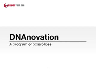 DNAnovation
A program of possibilities

1

 