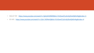 • MALDI TOF - https://www.youtube.com/watch?v=0jeFpXHZ8W0&list=FLhZwwCCuEmJly5EwtQk0mNg&index=5
• ESI-MS - https://www.youtube.com/watch?v=22dr-3XDNmQ&list=FLhZwwCCuEmJly5EwtQk0mNg&index=4
 