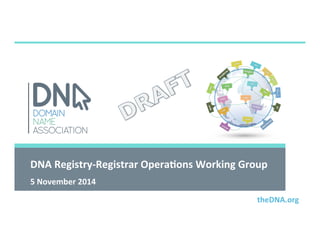 DNA 
Registry-­‐Registrar 
Opera4ons 
Working 
Group 
5 
November 
2014 
theDtNheDAN.Ao.orrgg 
 