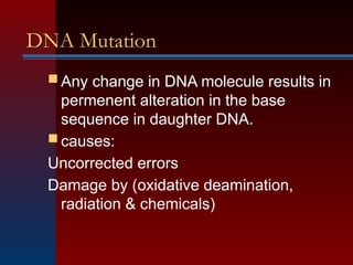 DNA repair DNA mutations change in dna.. | PPTX