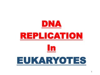 1
DNA
REPLICATION
In
EUKARYOTES
 