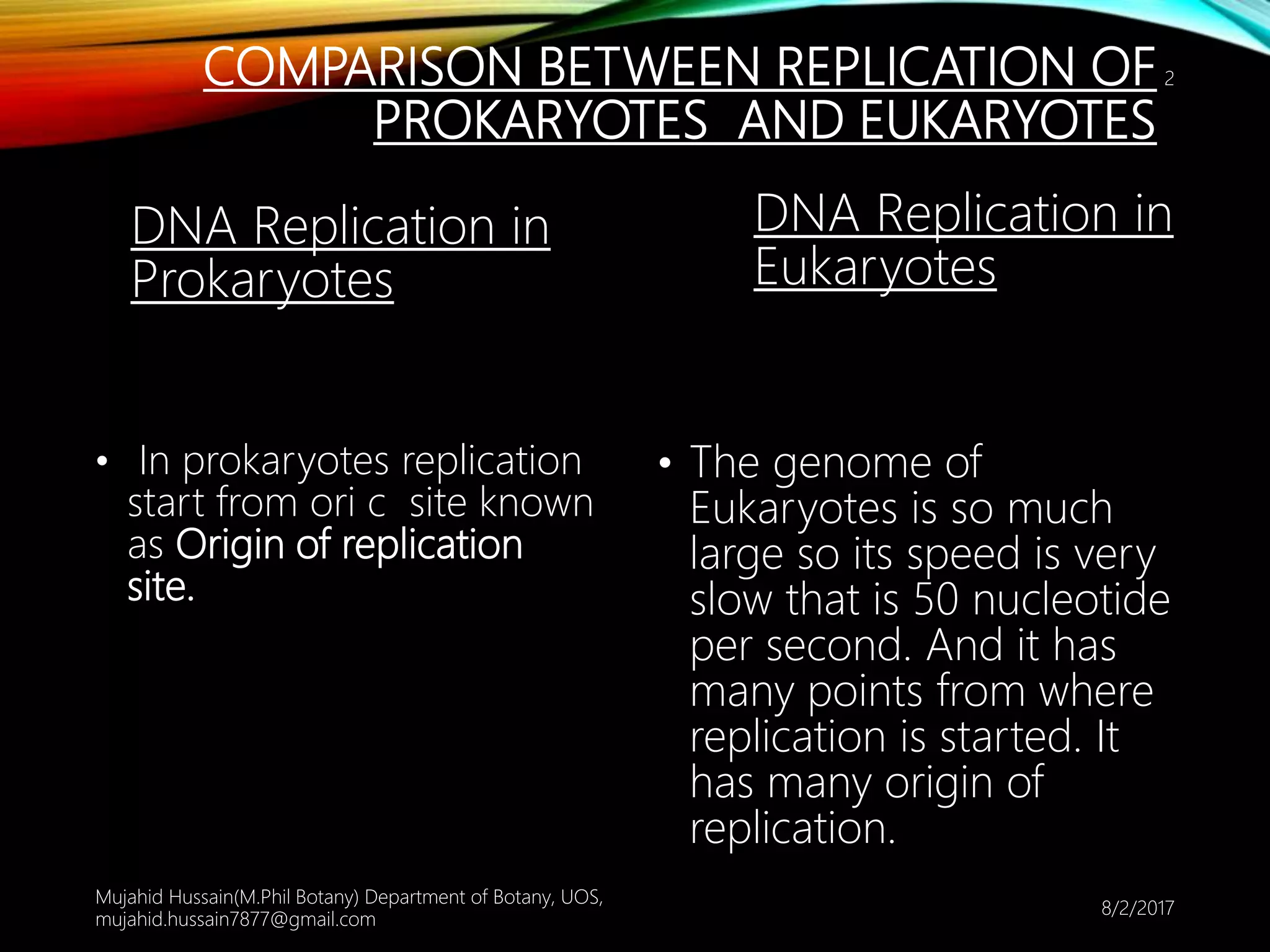 Comparison between Replication of Prokaryotes and Eukaryotes | PPT