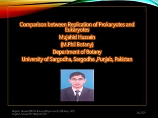 8/2/2017
Mujahid Hussain(M.Phil Botany) Department of Botany, UOS,
mujahid.hussain7877@gmail.com
1
 