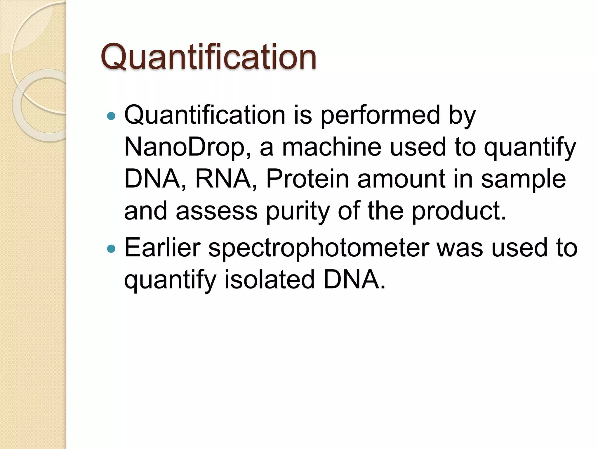 Dna Quantification Simple DNA & RNA isolation | PPTX