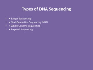 Comprehensive Overview of DNA Sequencing Techniques and Applications in ...