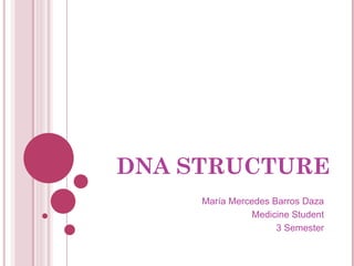 DNA STRUCTURE María Mercedes Barros Daza Medicine Student 3 Semester 