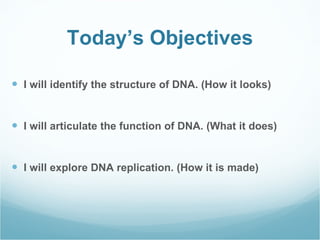 Dna structure and function (notes) | PPT