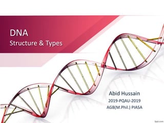 Abid Hussain
2019-PQAU-2019
AGB(M.Phil.) PIASA
DNA
Structure & Types
 