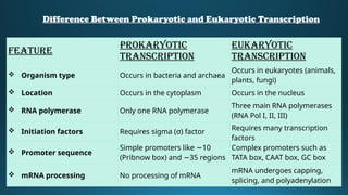 DNA TRANSCRIPTION - Transcription in Prokaryotes and Eukaryotes ...
