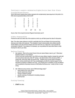 Dna vid lesson plan | DOC