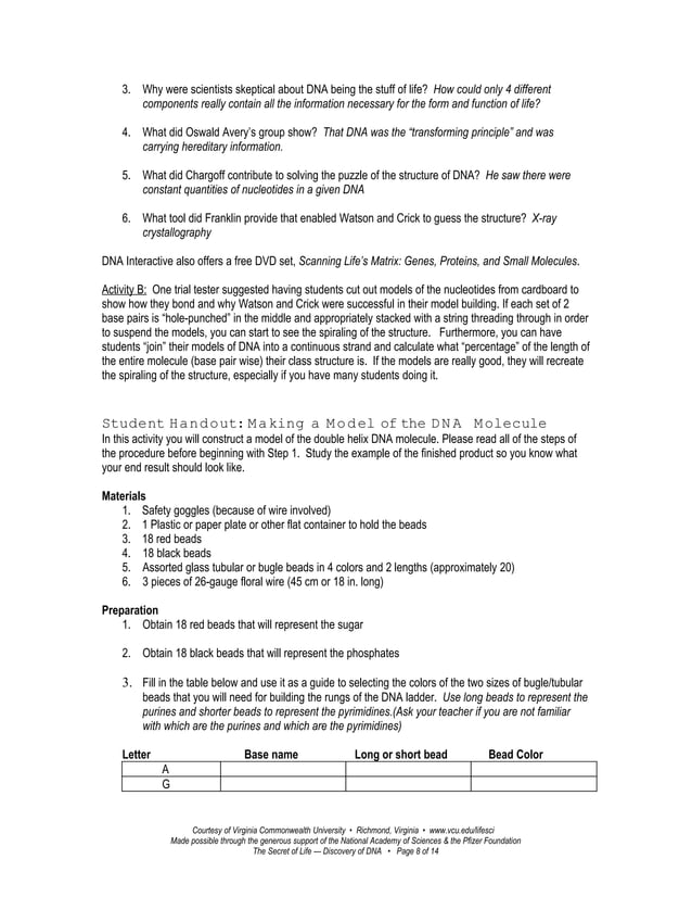 Dna vid lesson plan | DOC