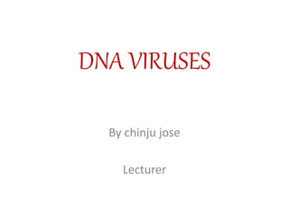 DNA VIRUSES
By chinju jose
Lecturer
 