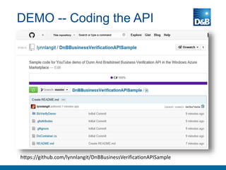 D&B Business Verification API Code Sample in C# | PPTX
