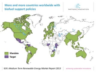 More and more countries worldwide with
biofuel support policies
IEA's Medium Term Renewable Energy Market Report 2013
 