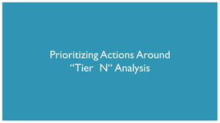 Prioritizing Actions Around
“Tier N“ Analysis
 