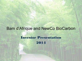 Bam d’Afrique and NewCo BioCarbon 
Investor Presentation 
2014 
 