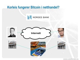 www.vestforsk.no
Korleis fungerer Bitcoin i netthandel?
Internett
 